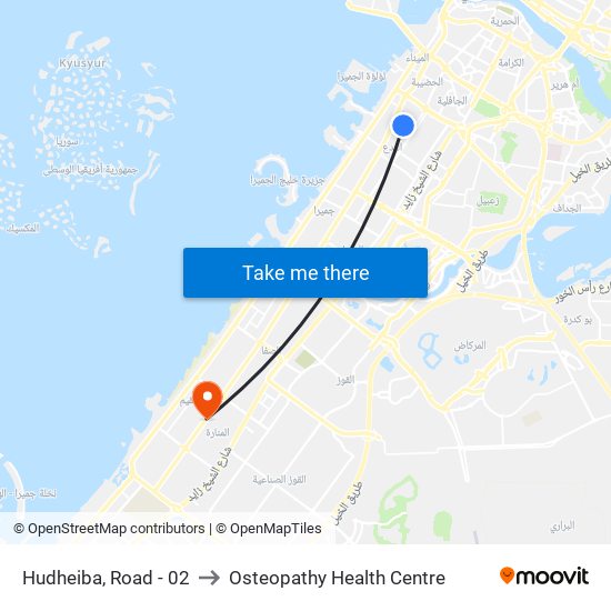 Hudheiba, Road - 02 to Osteopathy Health Centre map