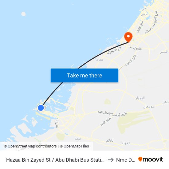 Hazaa Bin Zayed St /  Abu Dhabi Bus Station to Nmc Dip map