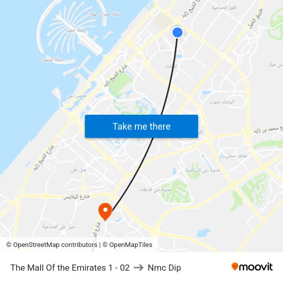 The Mall Of the Emirates 1 - 02 to NMC DIP map
