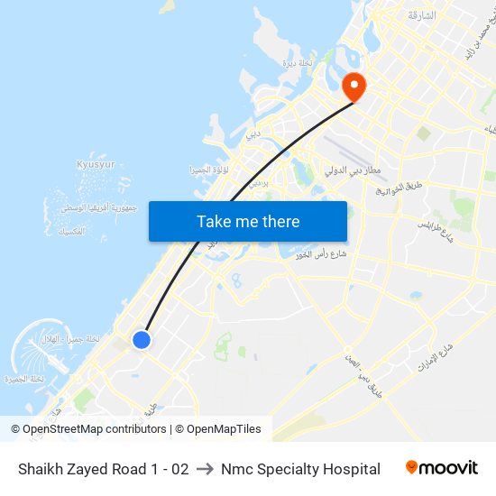 Shaikh Zayed  Road 1 - 02 to Nmc Specialty Hospital map