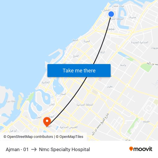 Ajman - 01 to Nmc Specialty Hospital map