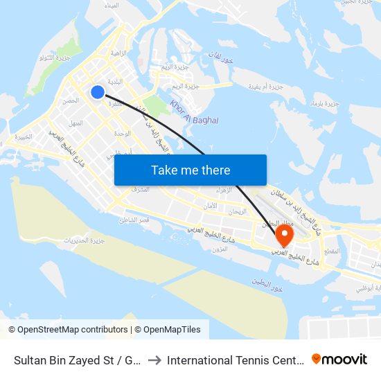 Sultan Bin Zayed St / Gold Center to International Tennis Centre Stadium map