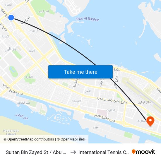 Sultan Bin Zayed St / Abu Dhabi Bus Station to International Tennis Centre Stadium map