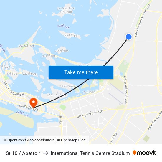 St 10 / Abattoir to International Tennis Centre Stadium map