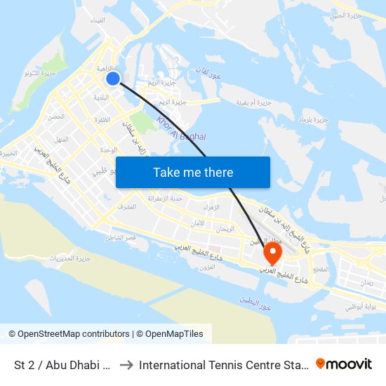 St 2 / Abu Dhabi Mall to International Tennis Centre Stadium map