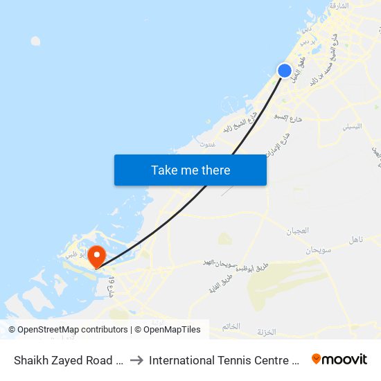 Shaikh Zayed  Road 1 - 02 to International Tennis Centre Stadium map