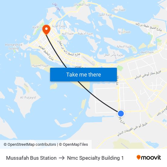 Mussafah Bus Station to Nmc Specialty Building 1 map