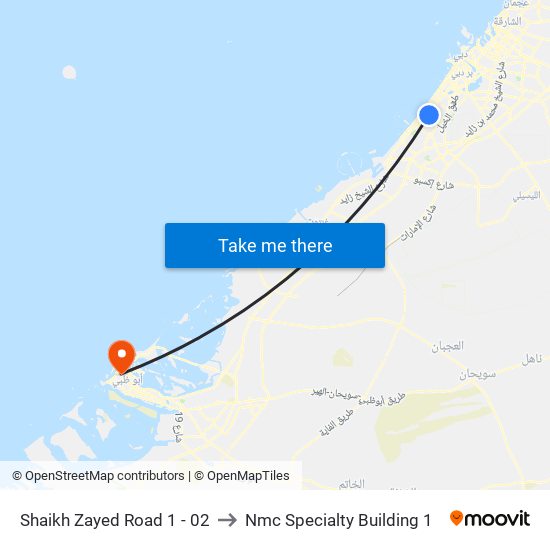 Shaikh Zayed  Road 1 - 02 to Nmc Specialty Building 1 map