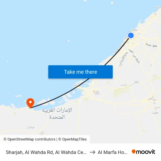 Sharjah, Al Wahda Rd, Al Wahda Center 2 - 02 to Al Marfa Hospital map