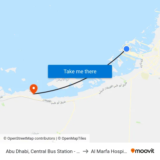 Abu Dhabi, Central Bus Station - 01 to Al Marfa Hospital map