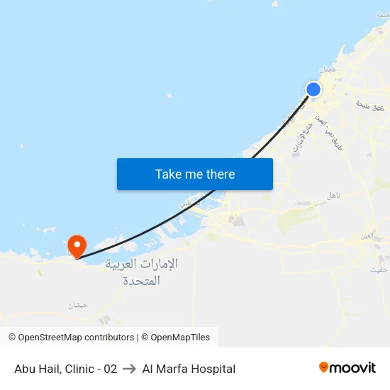 Abu Hail, Clinic - 02 to Al Marfa Hospital map