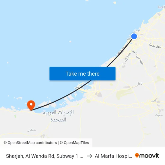 Sharjah, Al Wahda Road, Subway 1 - 02 to Al Marfa Hospital map