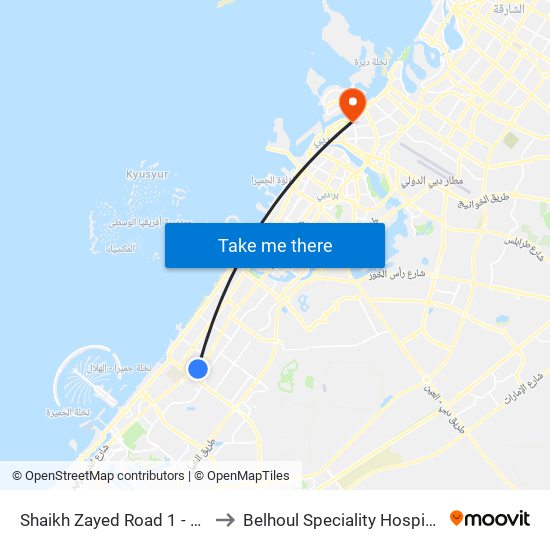 Shaikh Zayed  Road 1 - 02 to Belhoul Speciality Hospital map