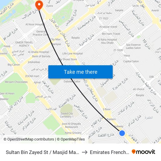 Sultan Bin Zayed St / Masjid Mariam Bint Said to Emirates French Hispital map