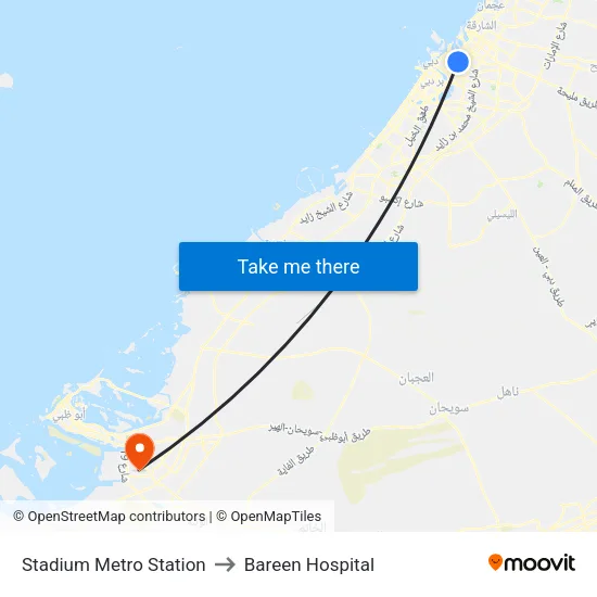Stadium Metro Station to Bareen Hospital map