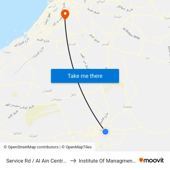 Service Rd  / Al Ain Central Bus Station to Institute Of Managment Technology map