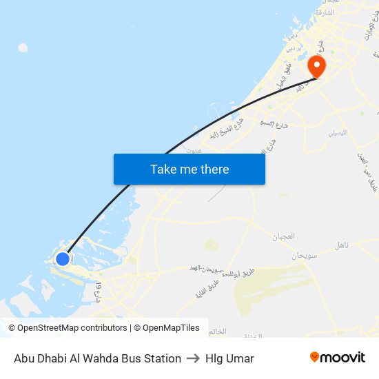 Abu Dhabi Al Wahda Bus Station to Hlg Umar map