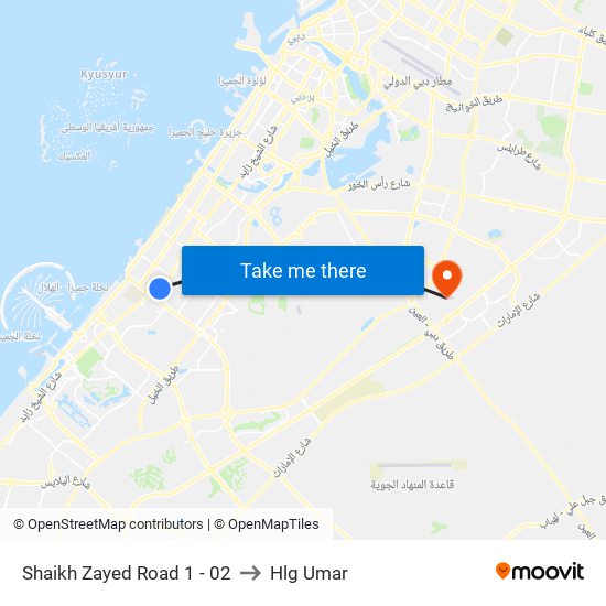 Shaikh Zayed  Road 1 - 02 to Hlg Umar map