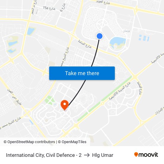 International City, Civil Defence - 2 to Hlg Umar map