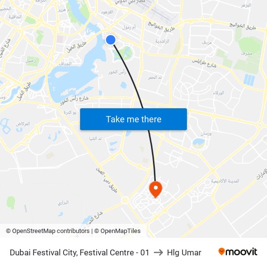 Dubai Festival City, Festival Centre - 01 to Hlg Umar map