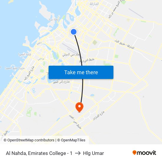 Al Nahda, Emirates College - 1 to Hlg Umar map