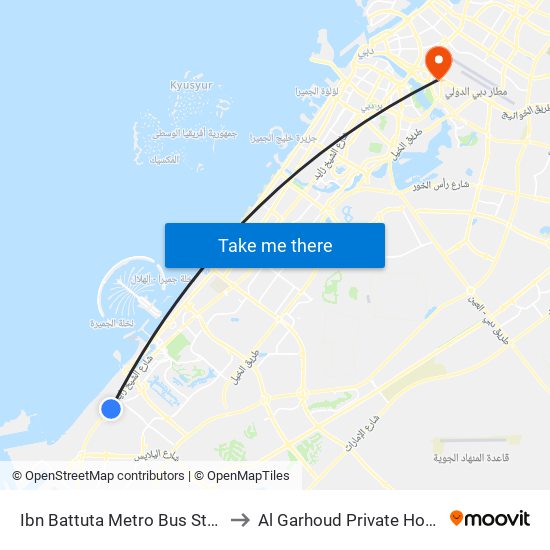 Ibn Battuta  Metro Bus Stop - 4 to Al Garhoud Private Hospital map