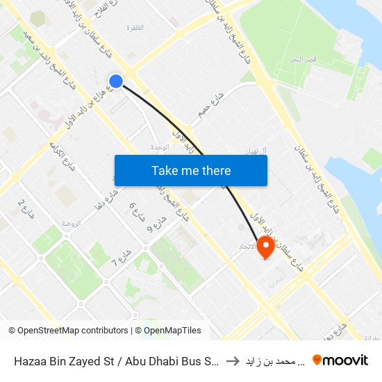 Hazaa Bin Zayed St /  Abu Dhabi Bus Station to ستاد محمد بن زايد map