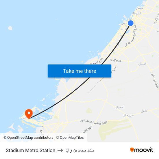 Stadium Metro Station to ستاد محمد بن زايد map