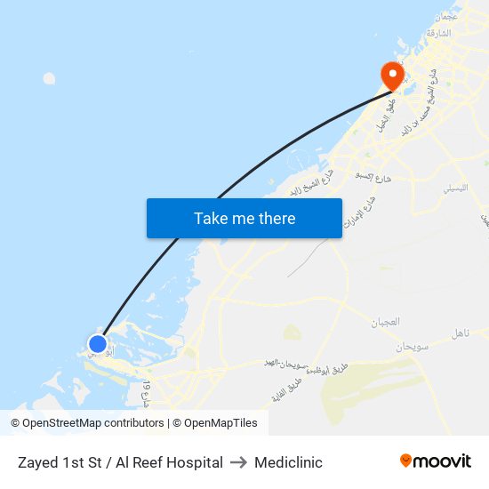 Zayed 1st St / Al Reef Hospital to Mediclinic map