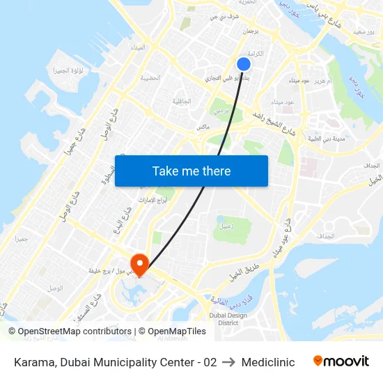 Karama, Dubai Municipality Center - 02 to Mediclinic map