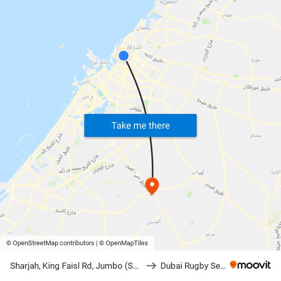 Sharjah, King Faisl Rd, Jumbo (Sony) - 02 to Dubai Rugby Sevens map