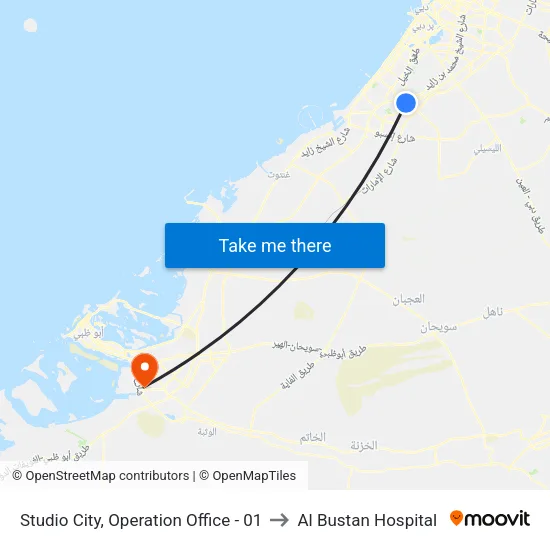 Studio City, Operation Office - 01 to Al Bustan Hospital map