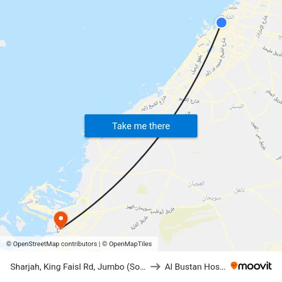 Sharjah, King Faisal Rd, Jumbo (Sony) - 02 to Al Bustan Hospital map