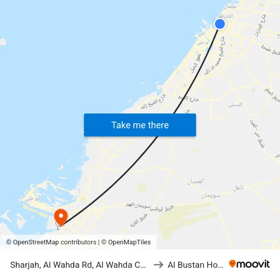 Sharjah, Al Wahda Rd, Al Wahda Center 2 - 02 to Al Bustan Hospital map