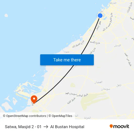 Satwa, Mosque 2 - 01 to Al Bustan Hospital map