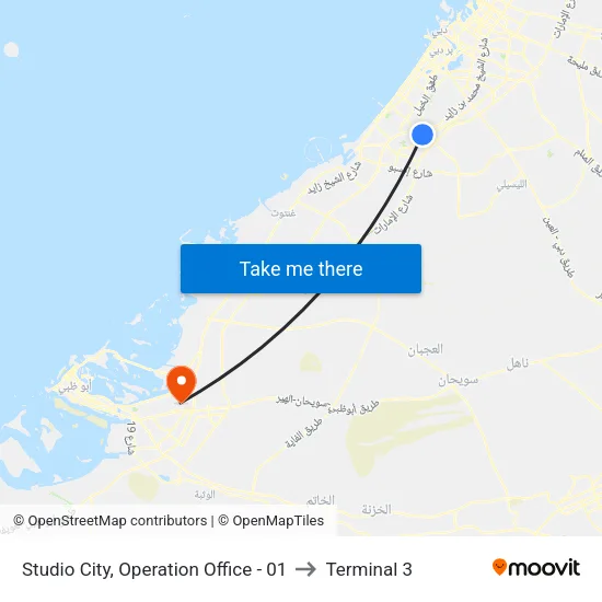 Studio City, Operation Office - 01 to Terminal 3 map