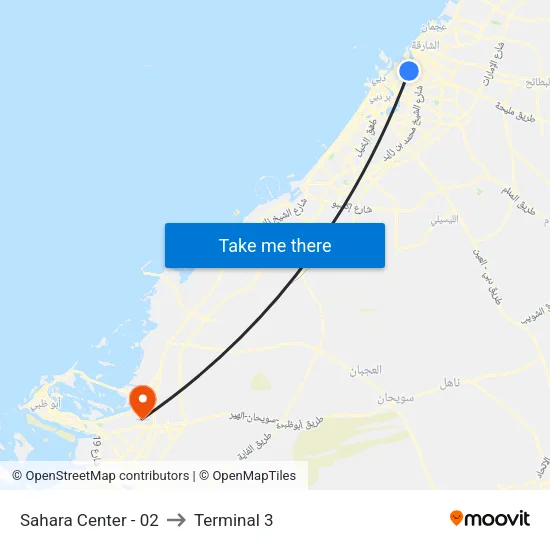 Sahara Center - 02 to Terminal 3 map