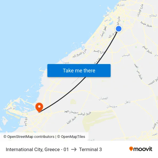 International City, Greece - 01 to Terminal 3 map