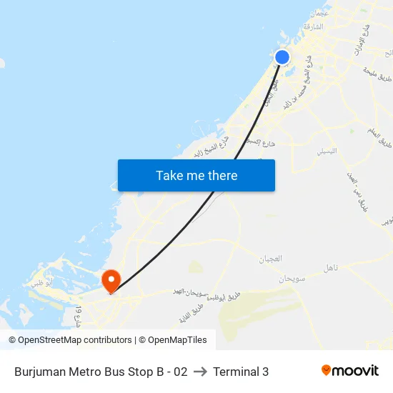 Burjuman Metro Bus Stop B - 02 to Terminal 3 map