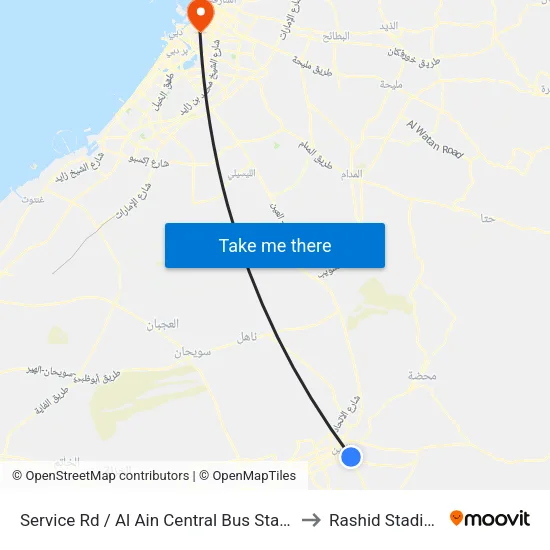 Service Rd  / Al Ain Central Bus Station to Rashid Stadium map