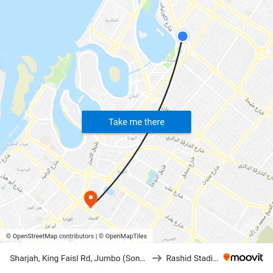 Sharjah, King Faisl Rd, Jumbo (Sony) - 02 to Rashid Stadium map