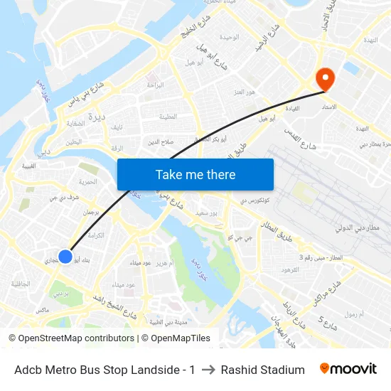 Adcb Metro Bus Stop Landside - 1 to Rashid Stadium map