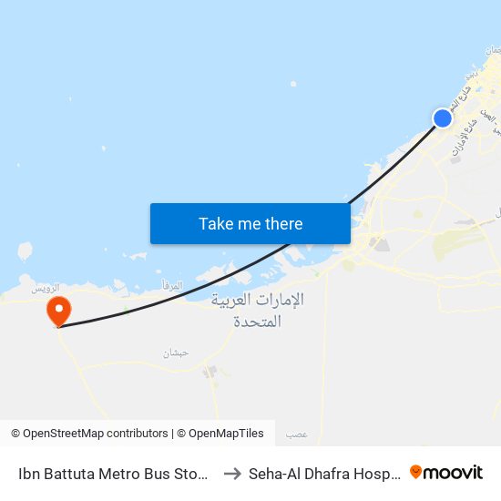 Ibn Battuta  Metro Bus Stop - 1 to Seha-Al Dhafra Hospital map