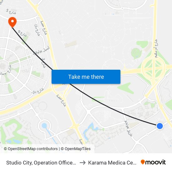 Studio City, Operation Office - 01 to Karama Medica Centre map