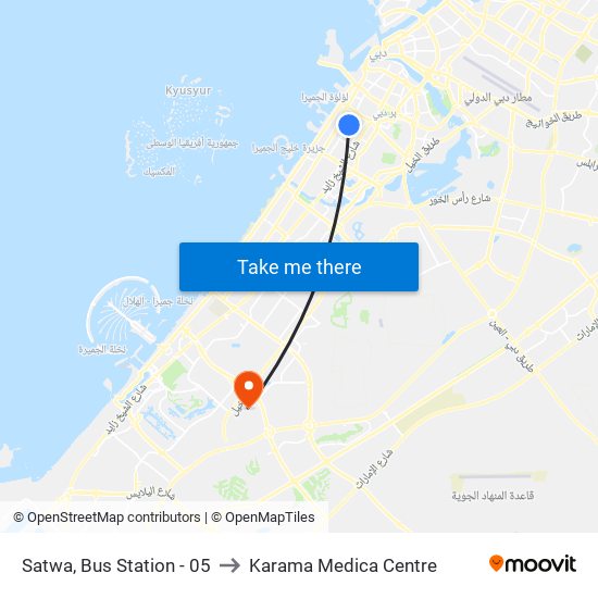 Satwa, Bus Station - 05 to Karama Medica Centre map