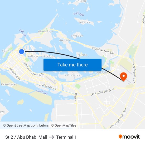 St 2 / Abu Dhabi Mall to Terminal 1 map