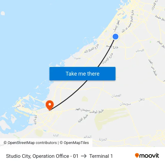 Studio City, Operation Office - 01 to Terminal 1 map