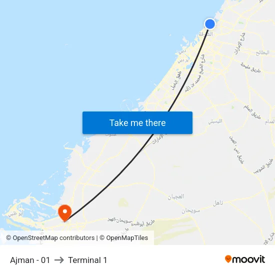 Ajman - 01 to Terminal 1 map