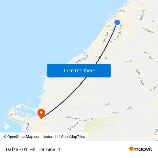 Dafza - 01 to Terminal 1 map