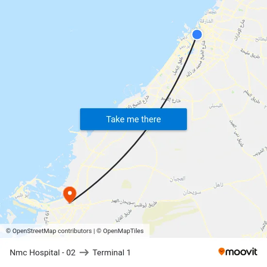 Nmc Hospital - 02 to Terminal 1 map